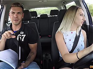 Pierced Spanish babe penetrates the driving instructor