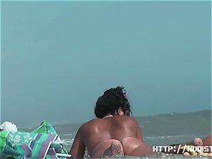 nudist beach vid presents excellent looking naked honeys