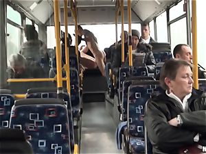 Lindsey Olsen boinks her stud on a public bus